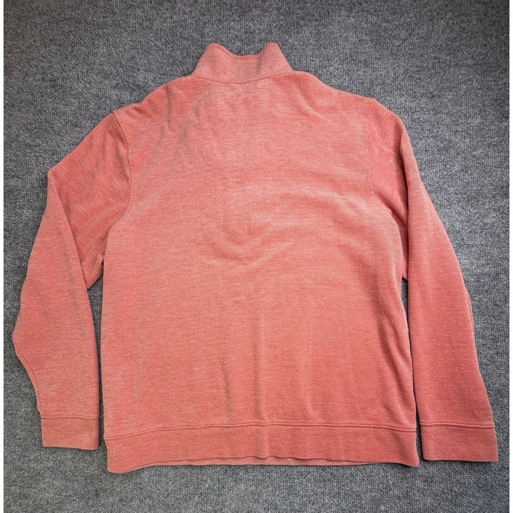 LL Bean Comfort Stretch Pique 1/4 Zip Pullover Mens XL Pink Salmon Logo